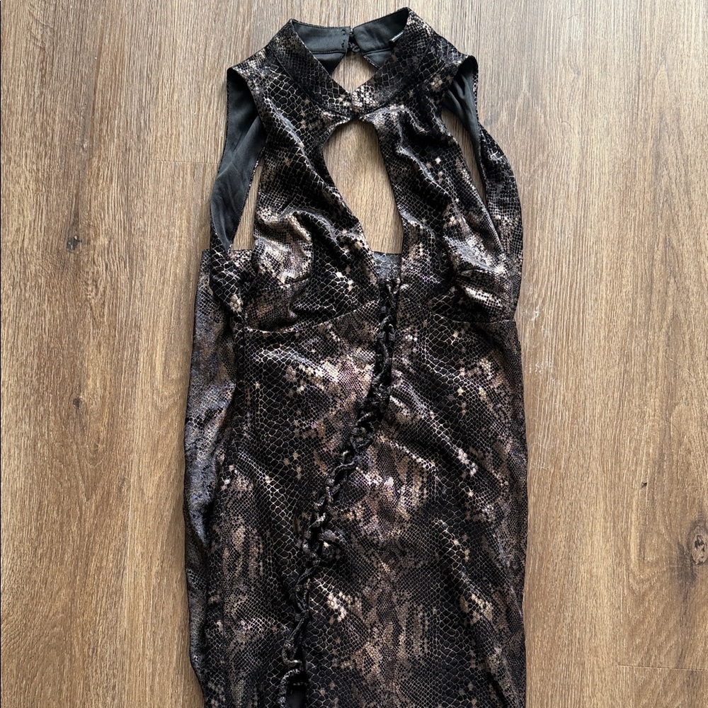Windsor Black and Brown Snake Print Maxi Dress